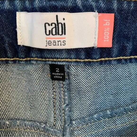 Cabi Womens Boyfriend Jeans Size 2 Distressed Straight Cropped Paint Splatter - Picture 6 of 16